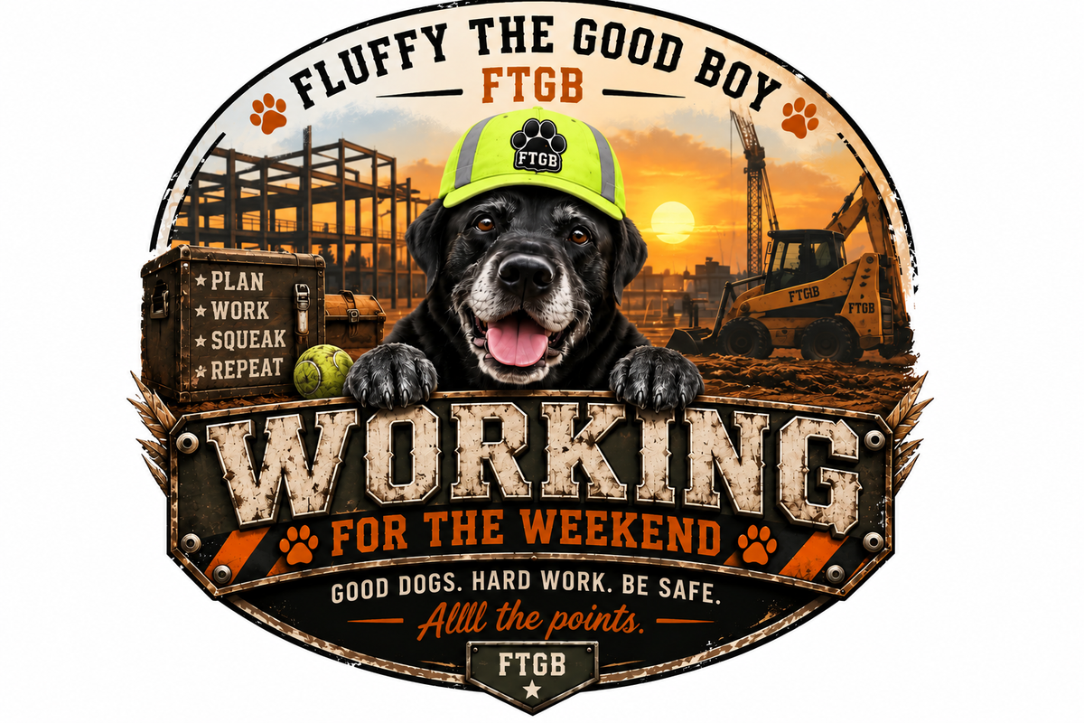 Fluffy the Good Boy Working for the Weekend