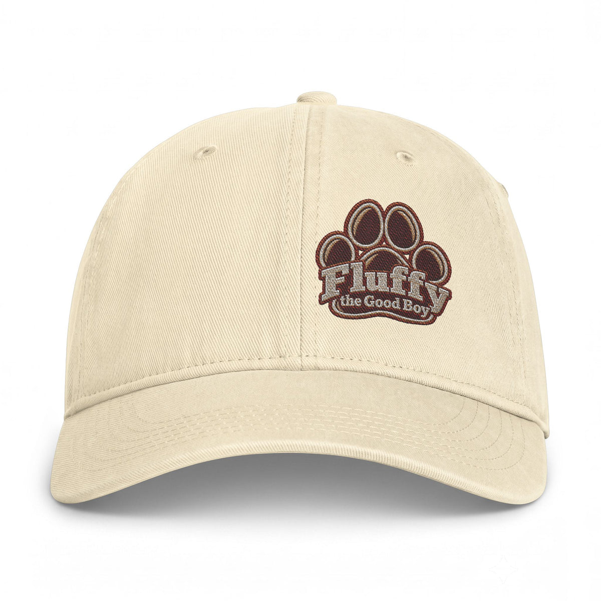 Fluffy the Good Boy Paw Logo Embroidered Coastal Washed Cap - Tan Shades