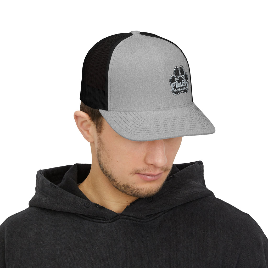 Fluffy the Good Boy Paw Logo Embroidered Trucker Hat