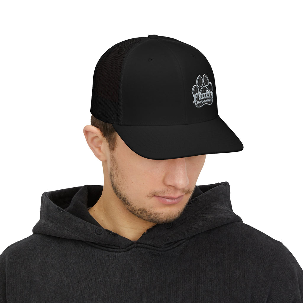 Fluffy the Good Boy Paw Logo Embroidered Trucker Hat