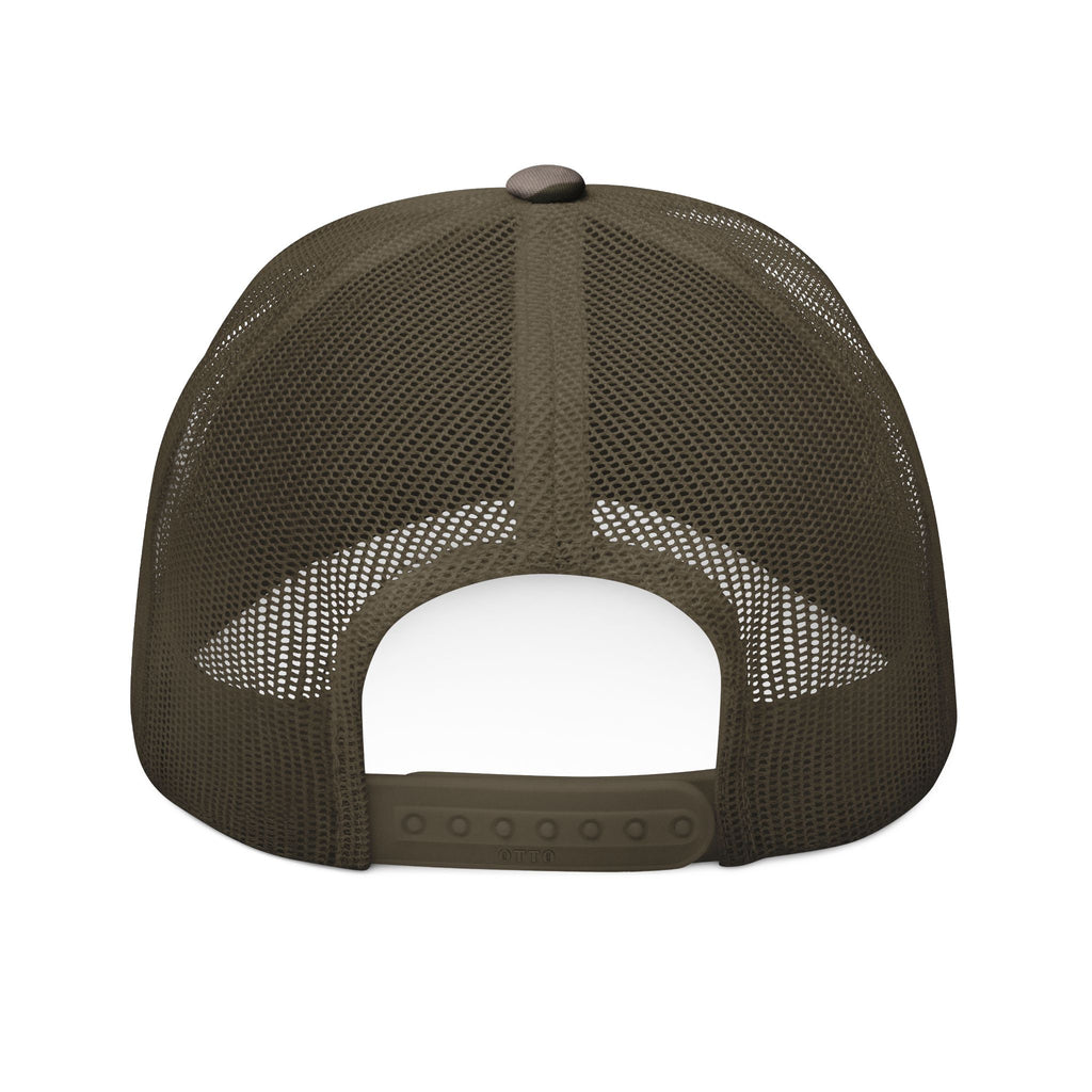 Fluffy the Good Boy Camo Trucker Hat – Embroidered FTGB Paw