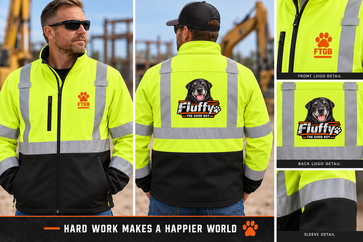 Fluffy the Good Boy High-Visibility ANSI 107 Class 3 Soft Shell Jacket