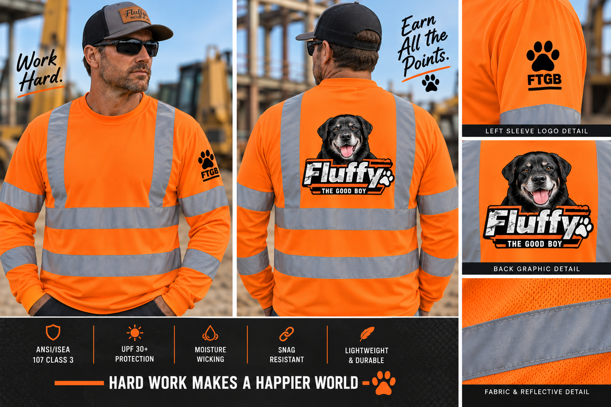Fluffy the Good Boy ANSI Class 3 High-Visibility Long Sleeve Work Shirt