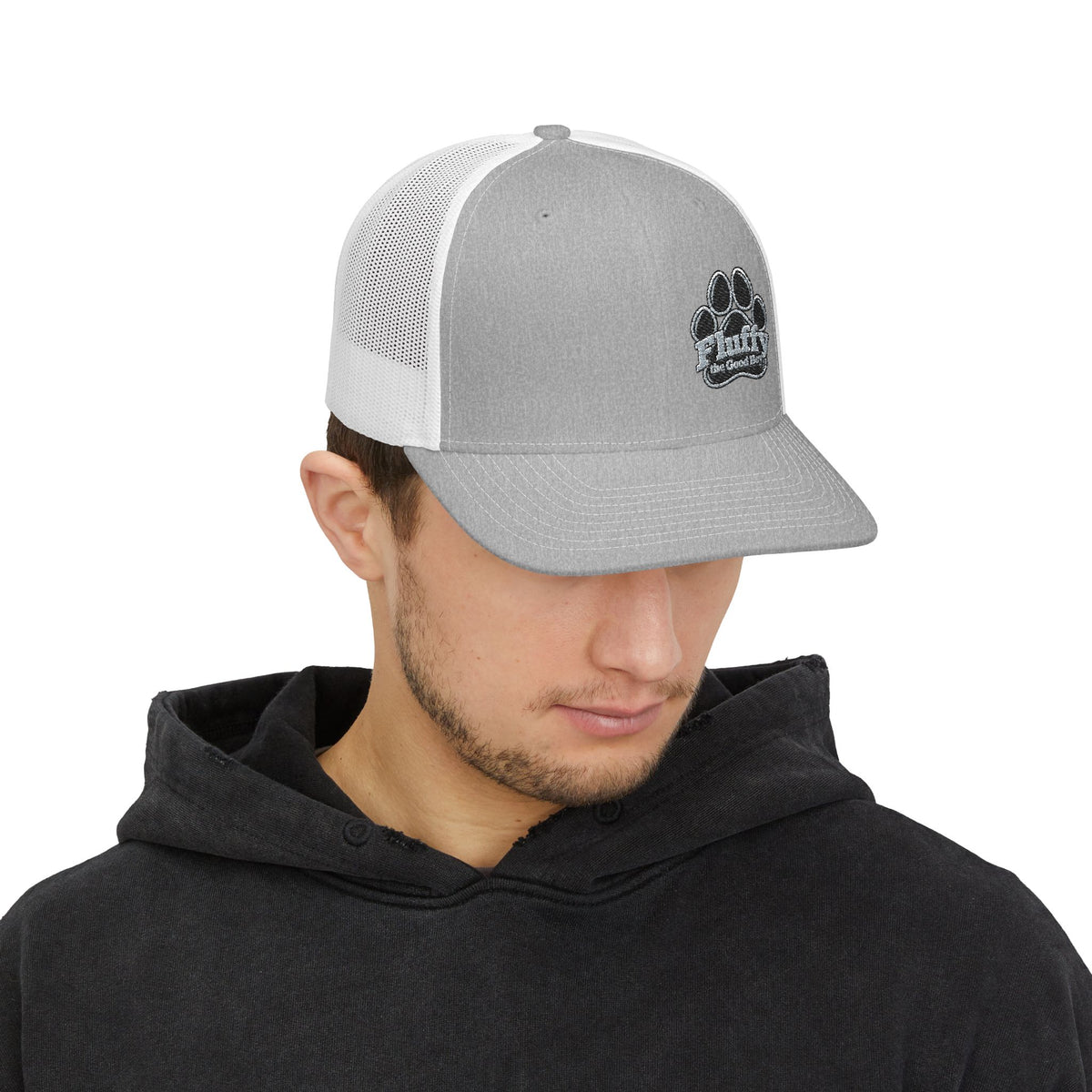 Fluffy the Good Boy Paw Logo Embroidered Trucker Hat