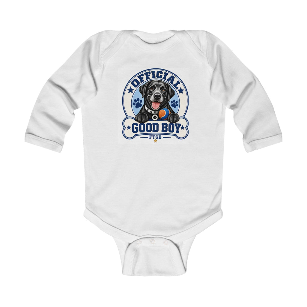 Official Team Fluffy Good Boy Infant Long Sleeve Onesie | FTGB Infant Shirt